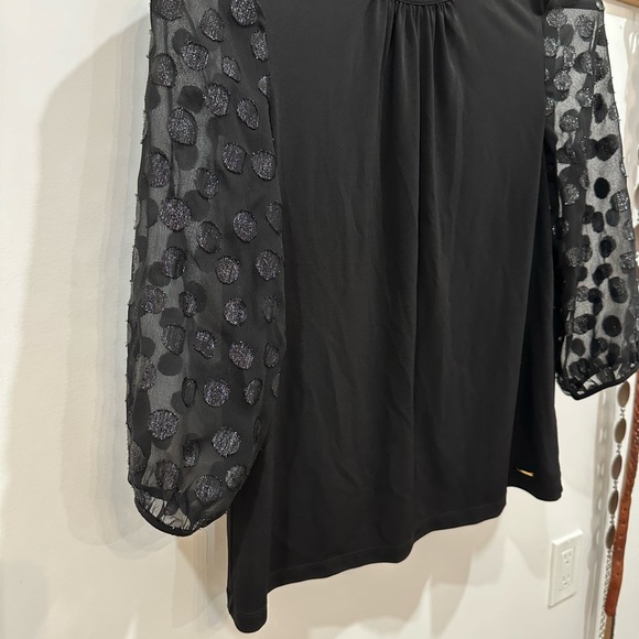 Calvin Klein black long sleeve with mesh polkadot three-quarter length sleeves - Picture 5 of 5